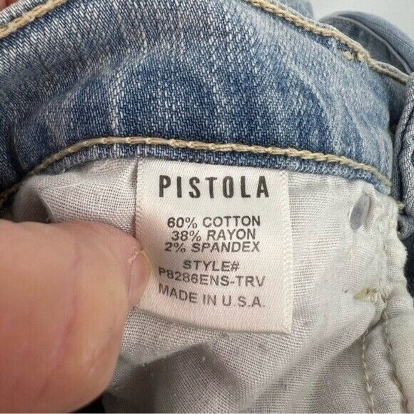 Pistola Silva High-Waisted Jeans 24 Barrel Leg Light Wash Trendy - Picture 8 of 10